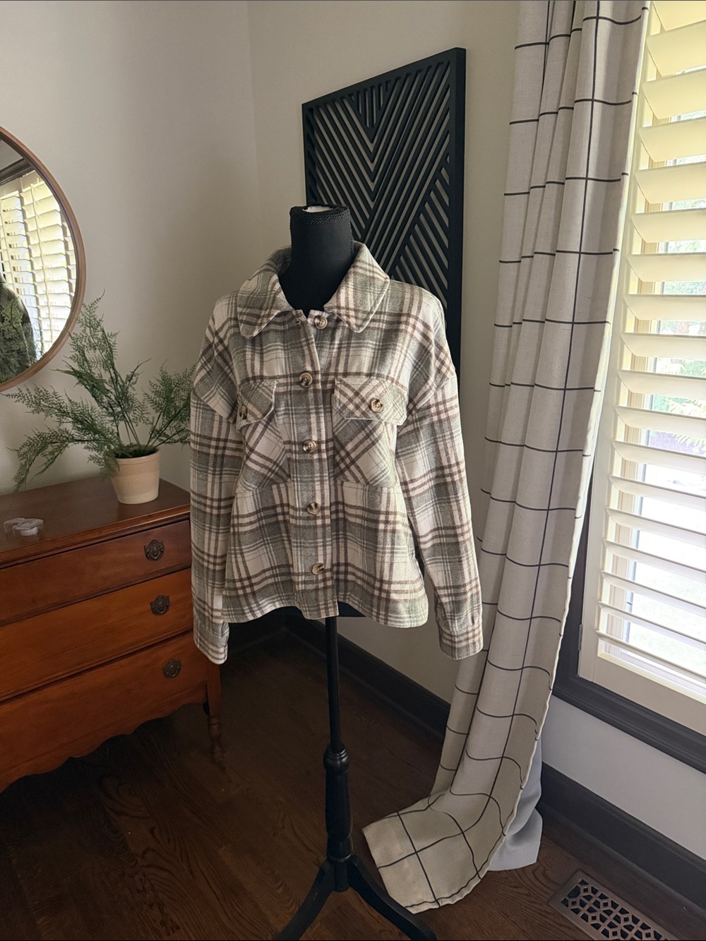 New In plaid shacket large
